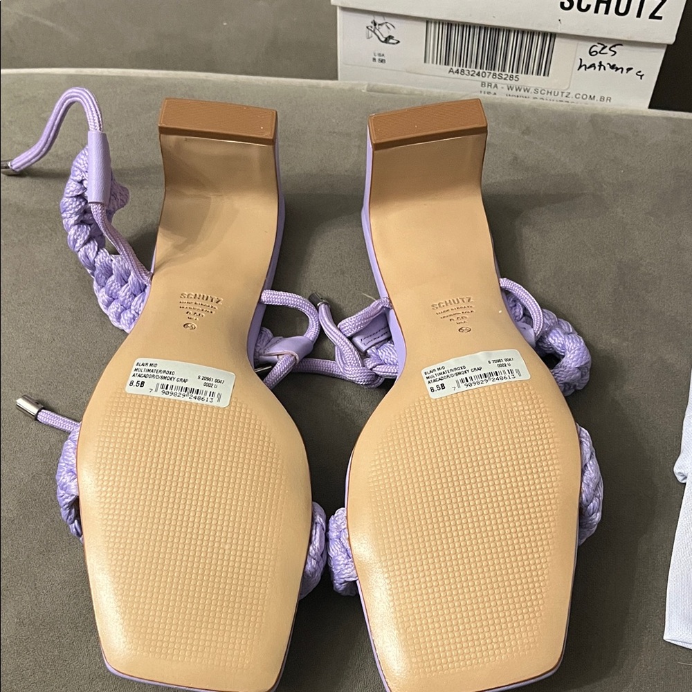 SCHUTZ Lavender Braided Strap Heels - Picture 6 of 11